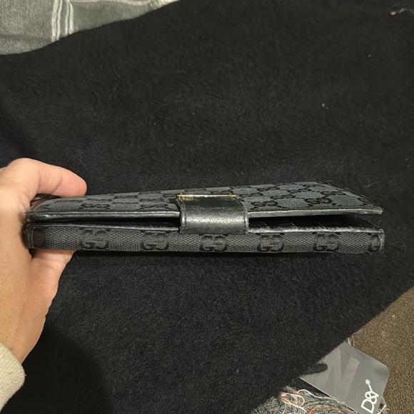 Women’s or Men's Black Monogram Canvas Gucci Vintage Long Wallet! Preloved 7/10 - Picture 13 of 17